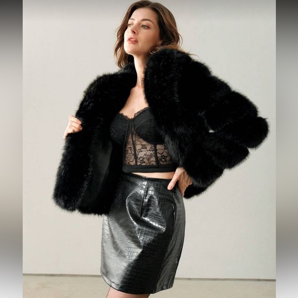 Quilted luxury faux fur vintage fur style winter coat jacket black or cream - Picture 3 of 12